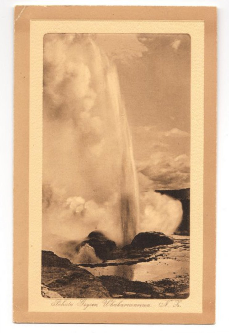 Sepia Postcard of Pohutu Geyser Whakarewarewa. - 46076 - Postcard image 0