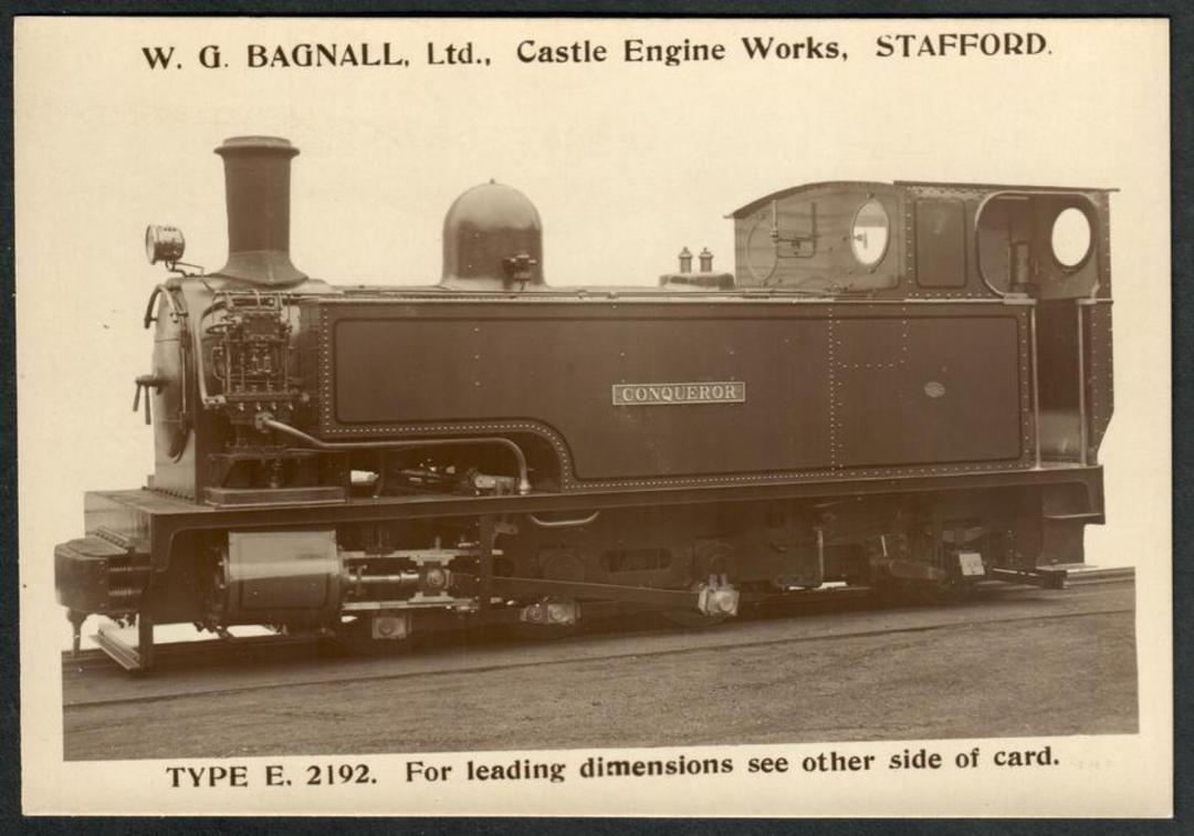 Steam Locomotive Manufacturers W G Bagnall Limited Quote card Type E2192. Fine photograph. - 440687 - Postcard image 0