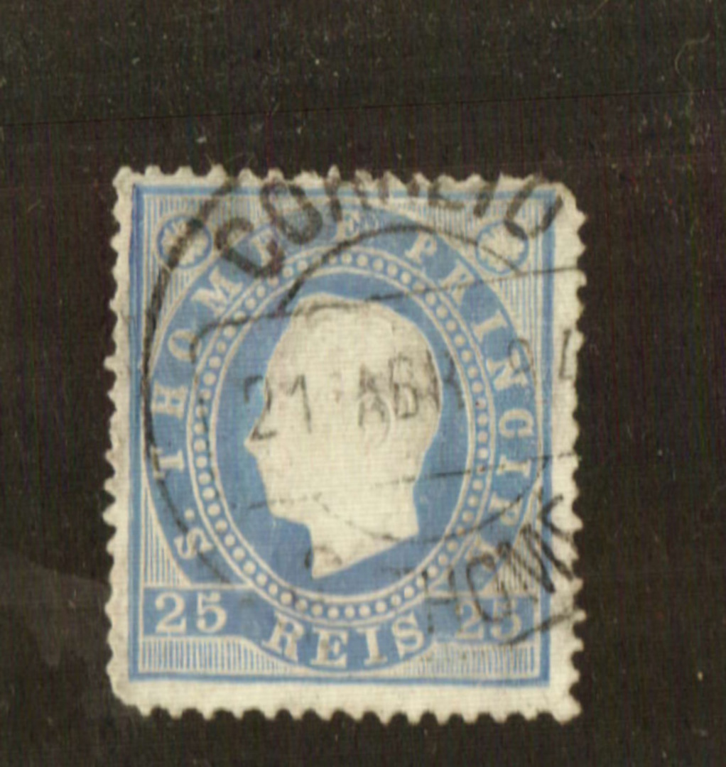 ST THOMAS et PRINCIPE 1887 Definitive 25r in Blue. Not listed. Unique? Dull corner. - 71947 - Used image 0