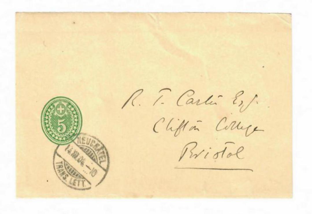 SWITZERLAND 1904 Frontr to Great Britain with fine NEUCHATEL TRANS LETT 14/11/04 cancel. - 30450 - PostalHist image 0