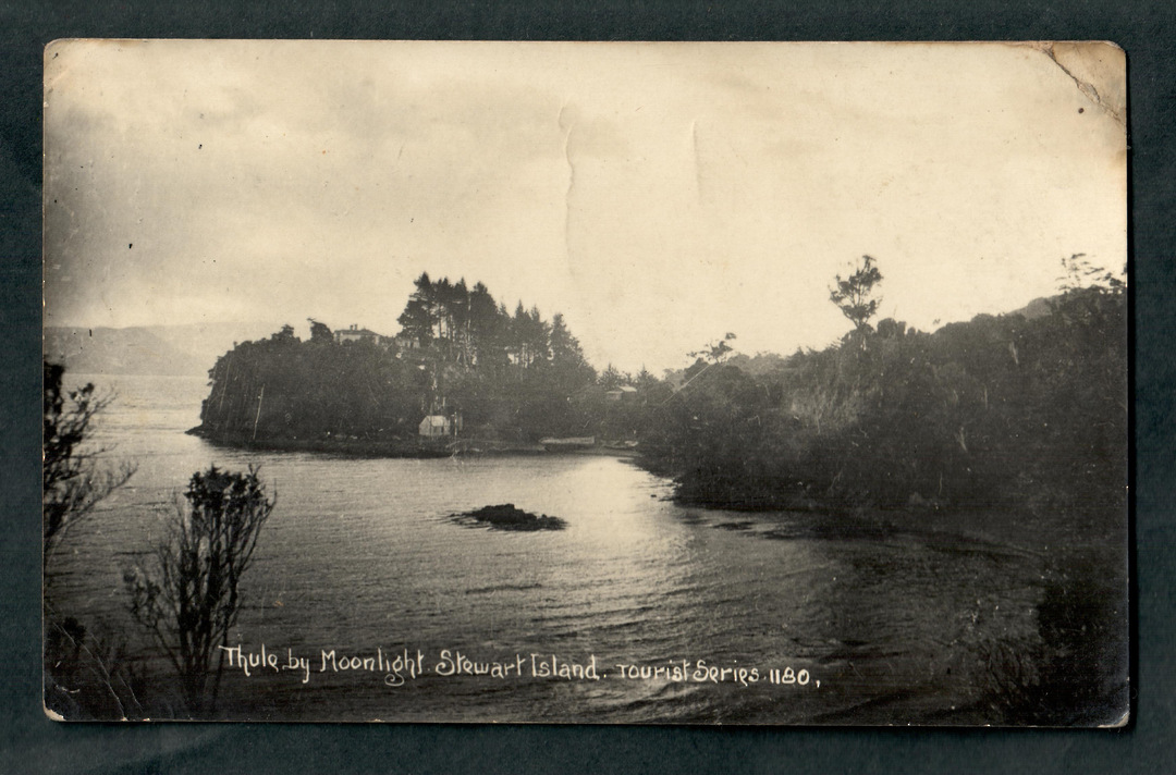 Real Photograph of Thule by moonlight Stewart Island. One bad corner. - 49399 - Postcard image 0