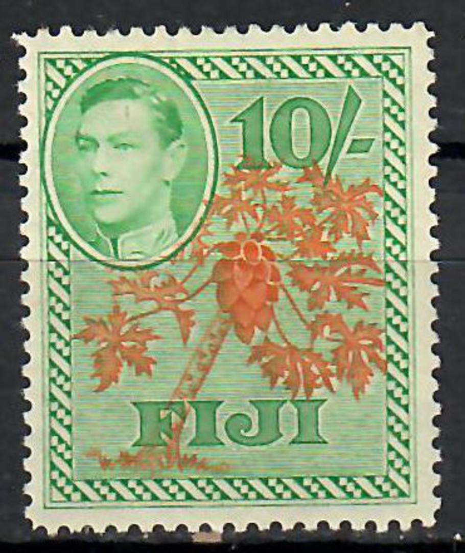 FIJI 1938 Geo 6th Definitive 10/- Orange and Emerald. - 70826 - Mint image 0