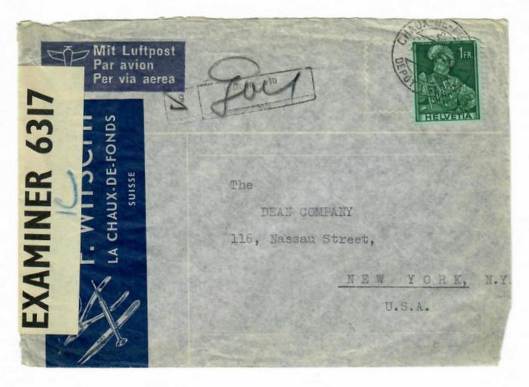 SWITZERLAND 1941 Letter to USA. Reseal Label "Opened by examiner 6317" in the US. - 30263 - PostalHist image 0