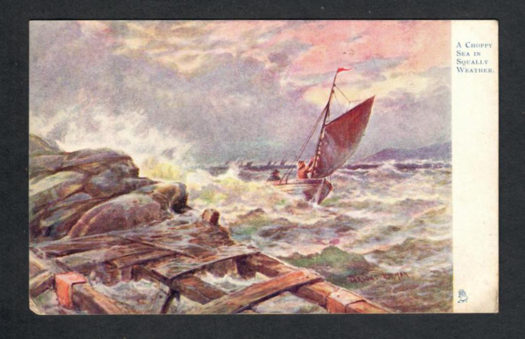 Coloured postcard of 'A Choppy Sea in Squally Weather." Art card. Superb. - 40408 - Postcard image 0