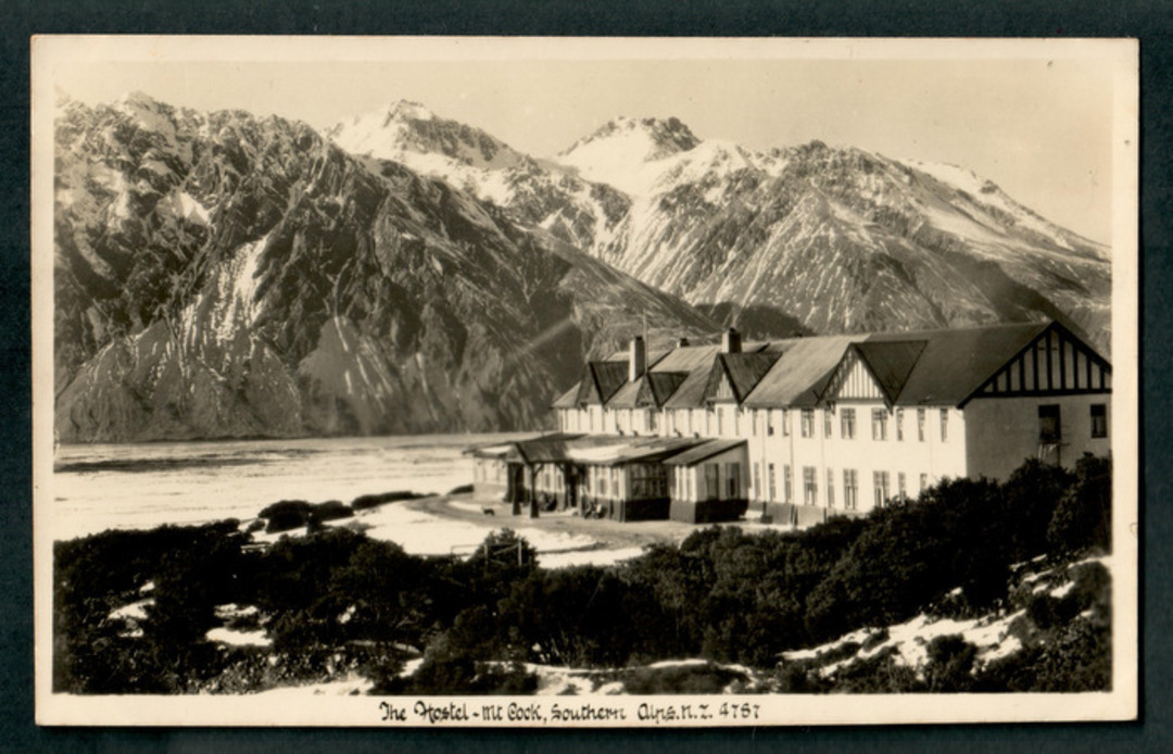 Real Photograph by A B Hurst & Son of The Hostel Mt Cook. - 48887 - Postcard image 0