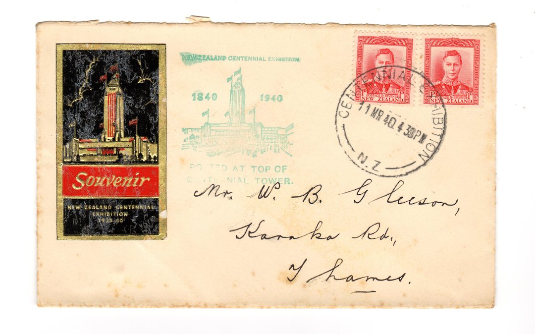 NEW ZEALAND 1940 illustrated cover postmarked at the exhibition on 11/3/1940. - 30973 - PostalHist image 0