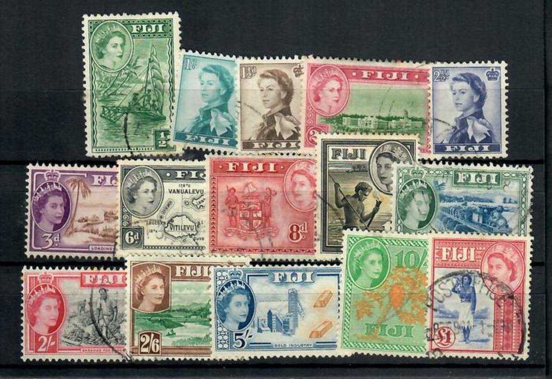 FIJI 1954 Elizabeth 2nd Definitives. Set of 15. - 20056 - Used image 0