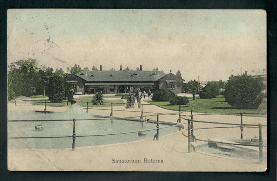 Tinted Postcard of Sanatorium Rotorua. Nice H class cancel. - 45917 - Postcard image 0