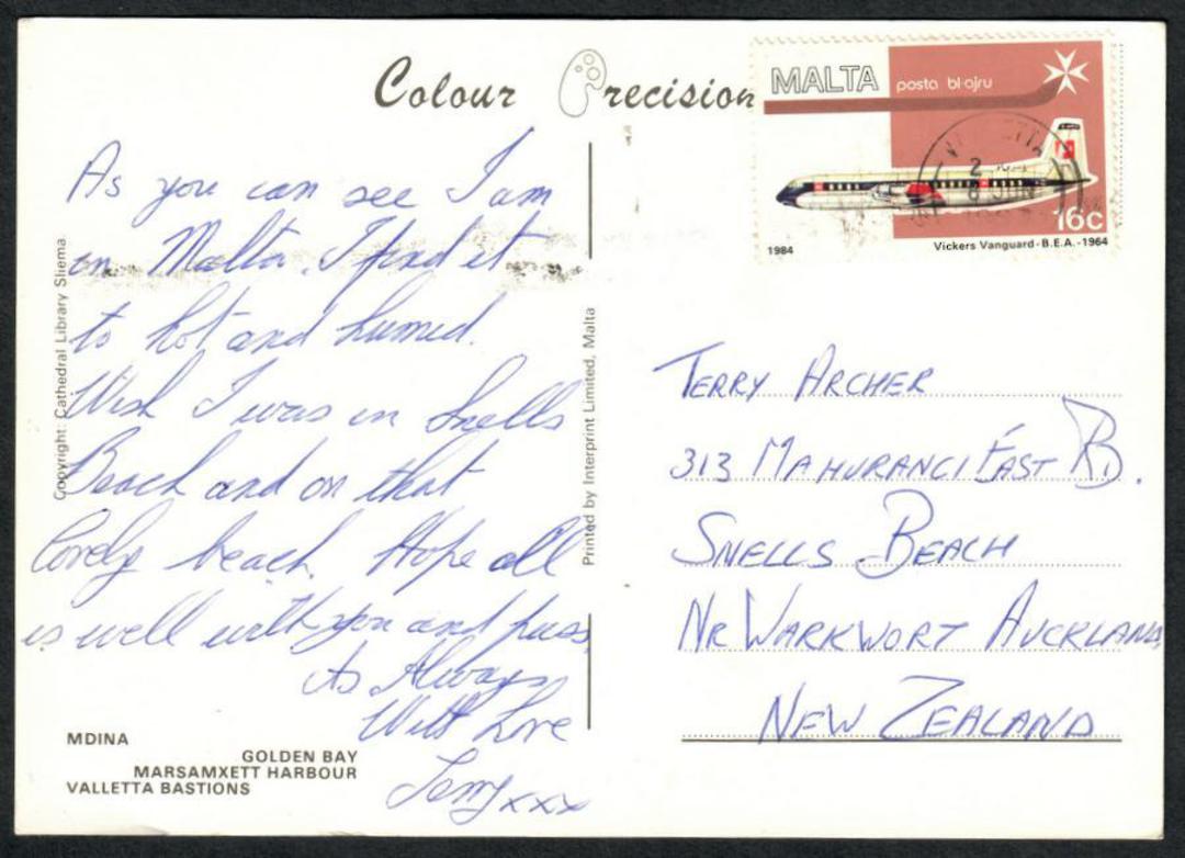 MALTA 1964 Postcard Airmail to New Zealand. - 37702 - PostalHist image 0