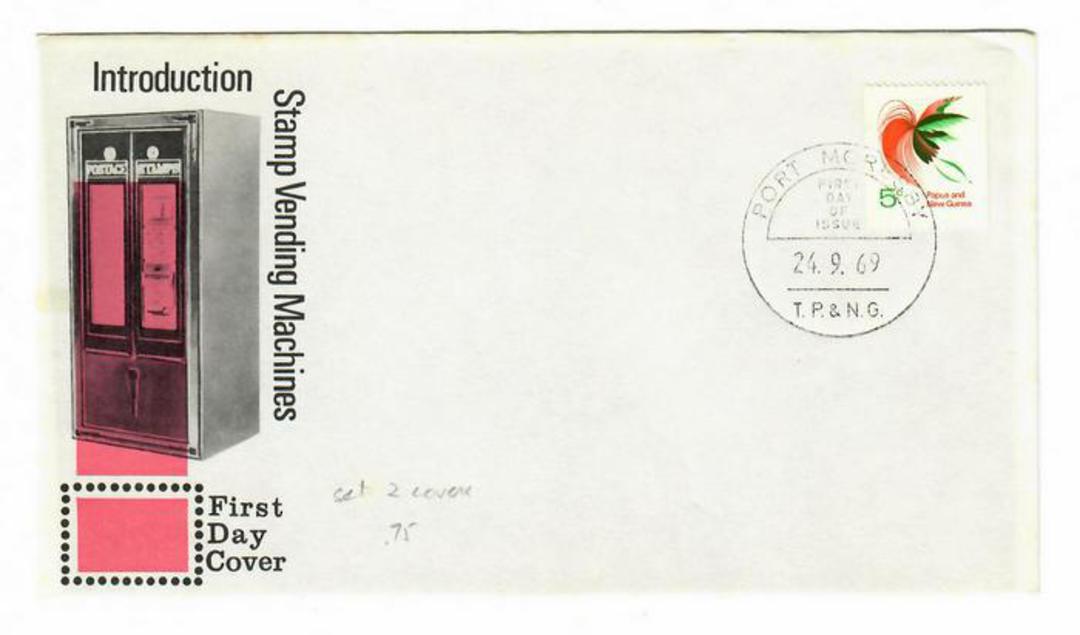 PAPUA NEW GUINEA 1969 Stamp Vending Machines. Set of 2 on first day covers 24/9/1969 and 1/4/1971. - 30555 - FDC image 0
