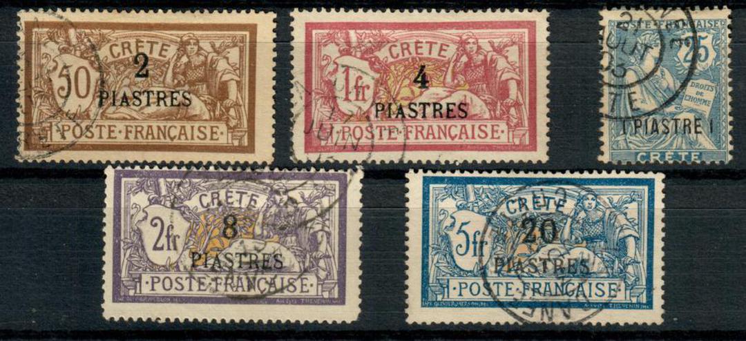 FRENCH POST OFFICES IN CRETE 1903 Definitives. Set of 5. Very very fine. With the first set completes the country. - 21493 - VFU image 0