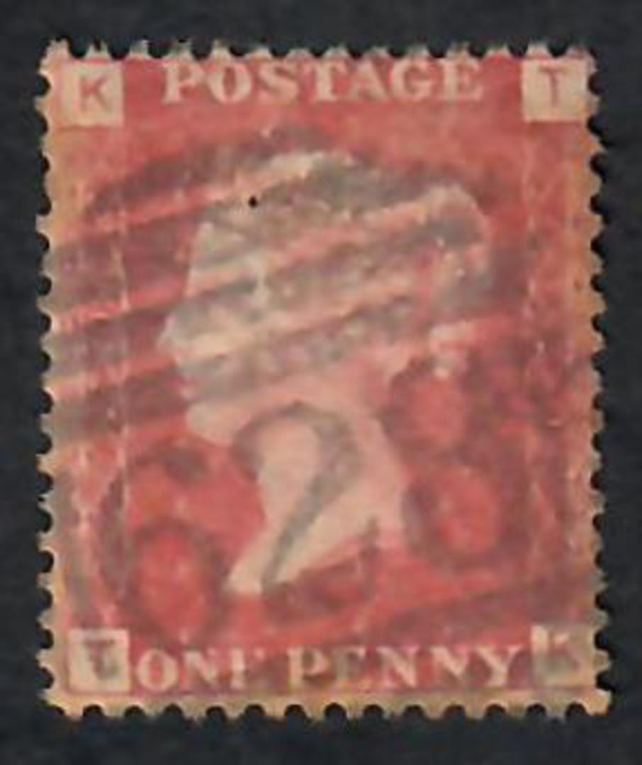GREAT BRITAIN 1858 1d Red. Plate 120 Letters KTTK Postmark 628 in oval. - 70120 - Used image 0