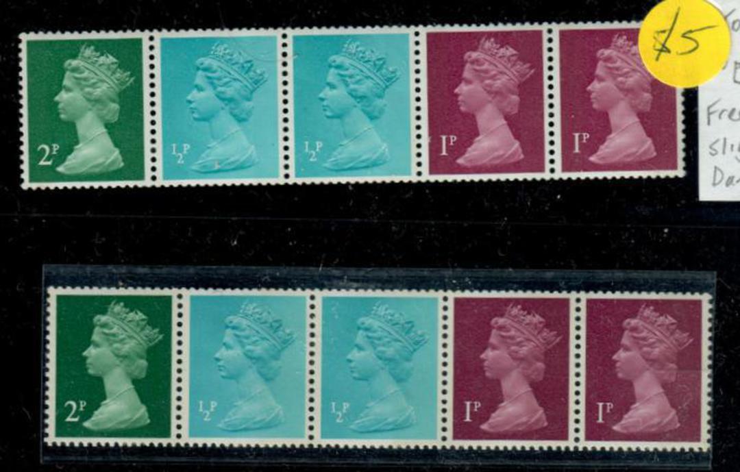 GREAT BRITAIN 1971 Machins Coil Strip of 5. - 21463 - UHM image 0