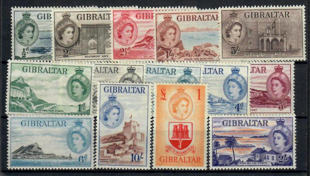 GIBRALTAR 1953 Elizabeth 2nd Definitives. Set of 14. - 23261 - Mint image 0