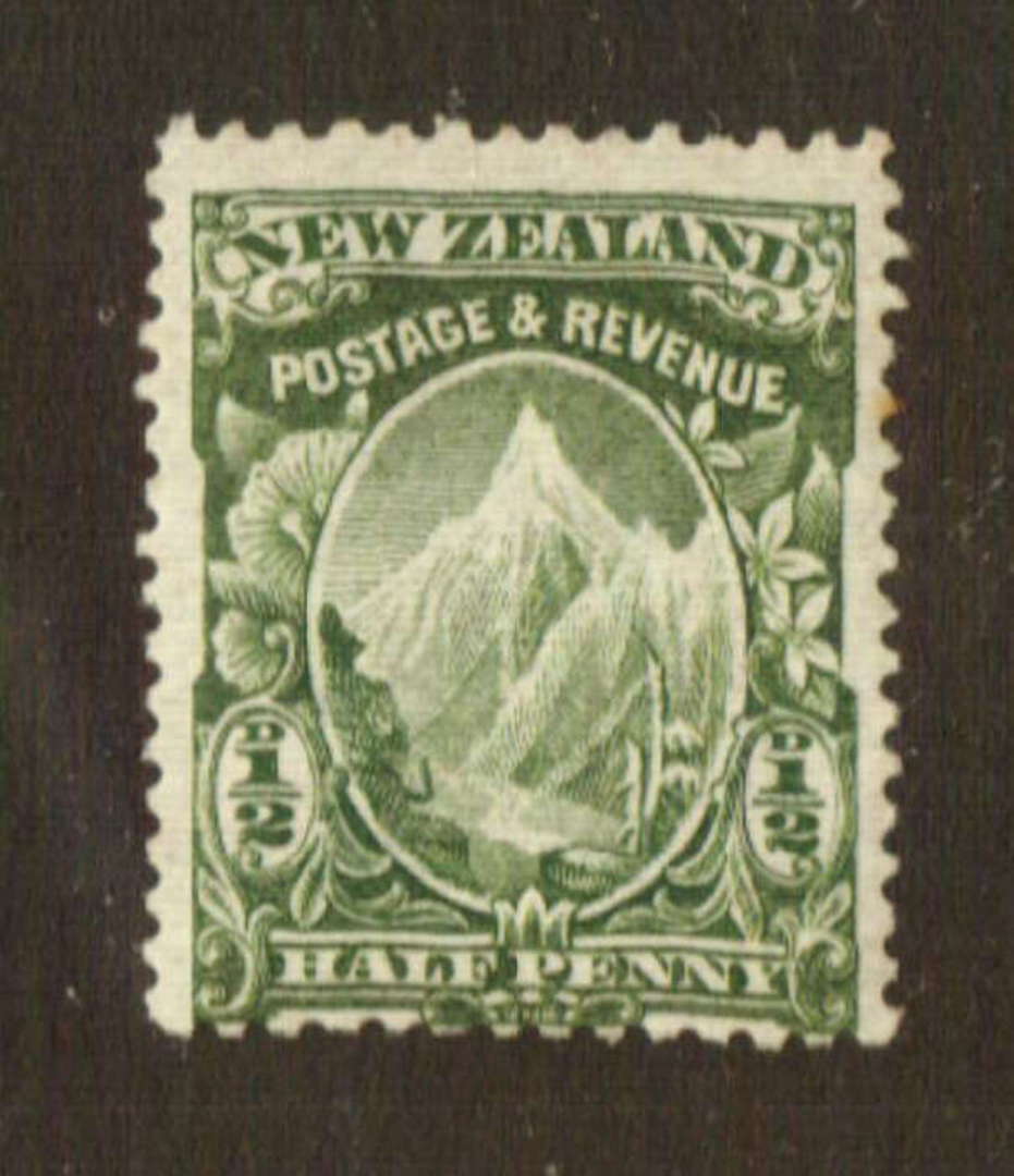 NEW ZEALAND 1898 Pictorial ½d Mt Cook Deep Yellow-Green on Thin Hard Cowan Paper. Watermark 43. - 71278 - LHM image 0