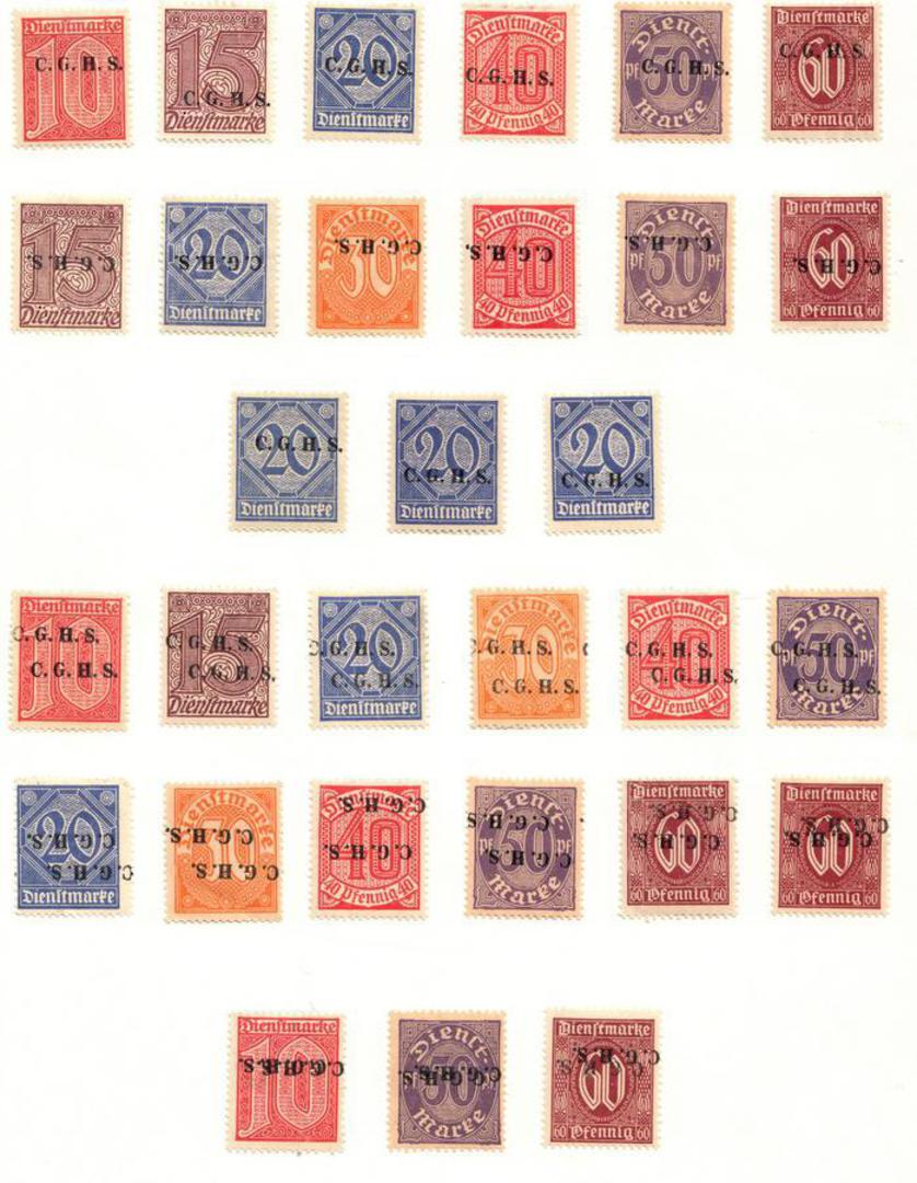 UPPER SILESIA INTER_ALLIED COMMISSION 1920 Definitives on Germany Officials. Two pages from collection with extensive overprint image 1