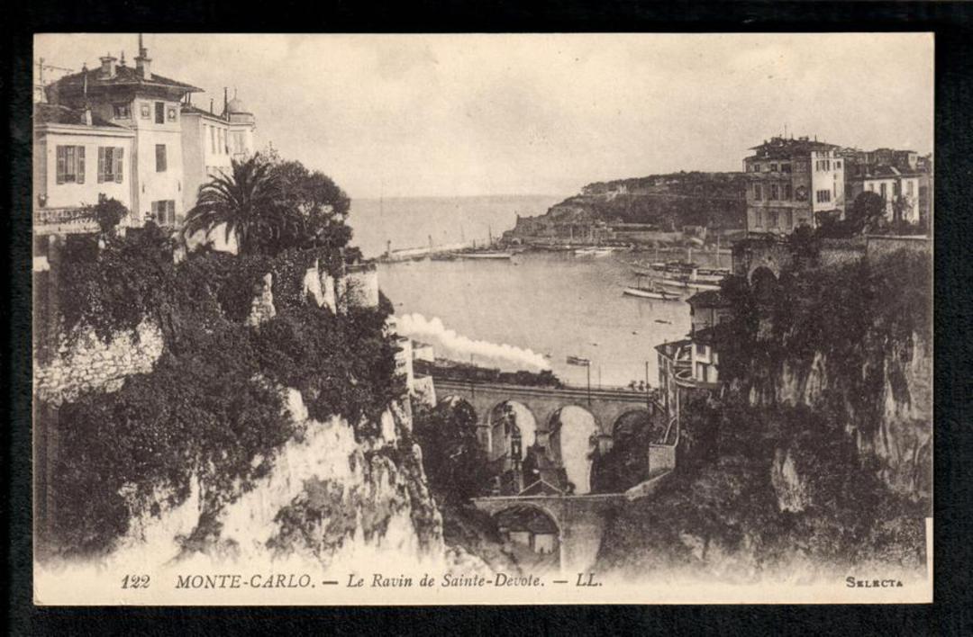 FRANCE Carte Postale Monte Carlo Le Ravin de Sainte Devote. Steam train on the bridge. - 40699 - Postcard image 0