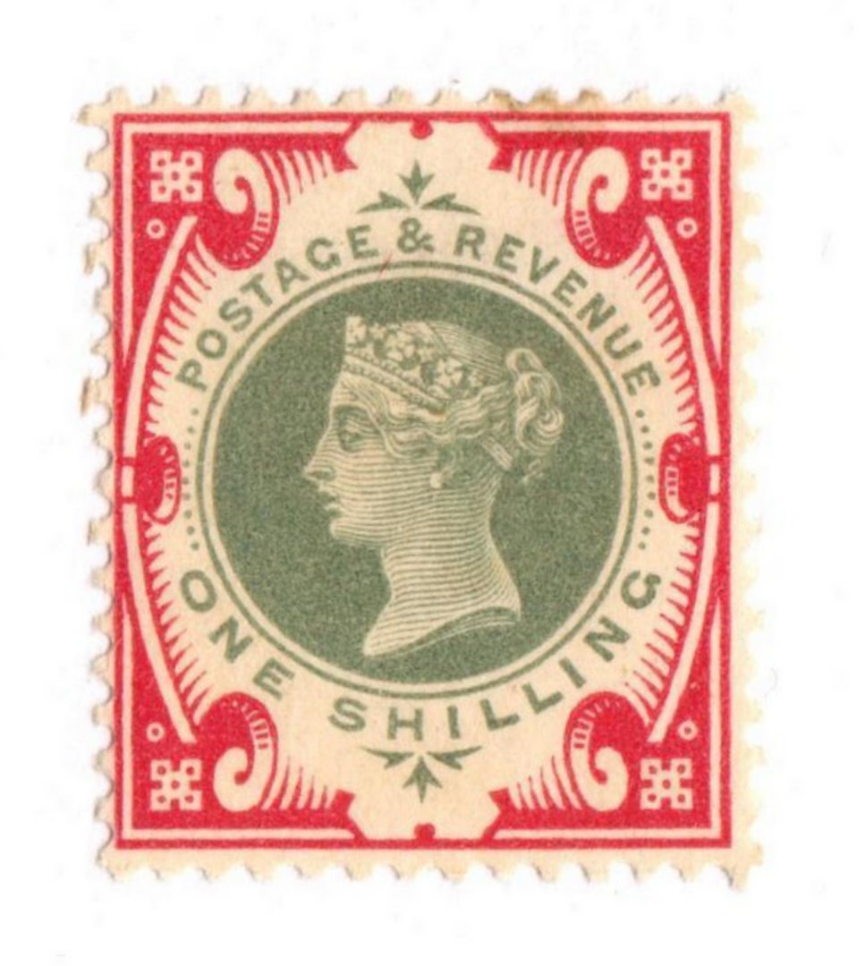 GREAT BRITAIN 1900 Victoria 1st Definitive 1/- Green and Carmine. - 70048 - LHM image 0