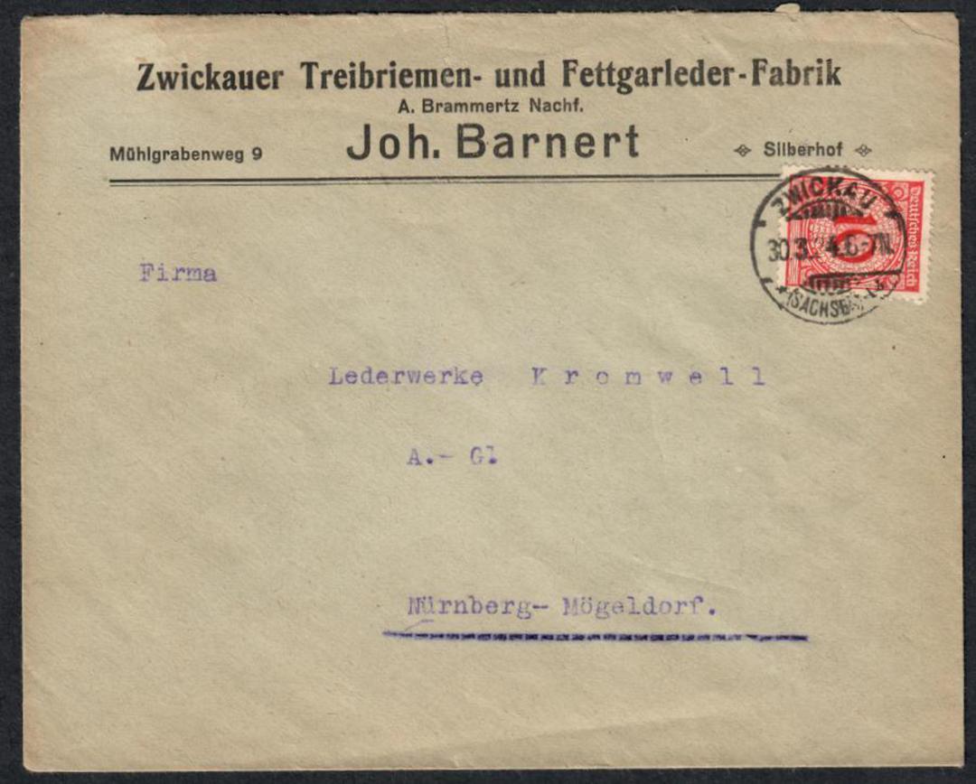 GERMANY 1924 Cover from Zwickau to Nurnberg. - 533576 - PostalHist image 0