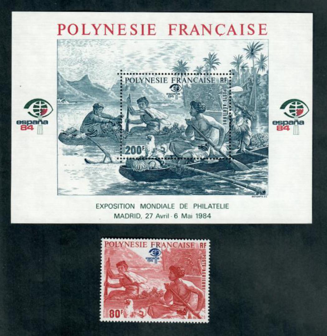 FRENCH POLYNESIA 1984 Espana '84 International Stamp Exhibition. Single and miniature sheet. - 50681 - UHM image 0