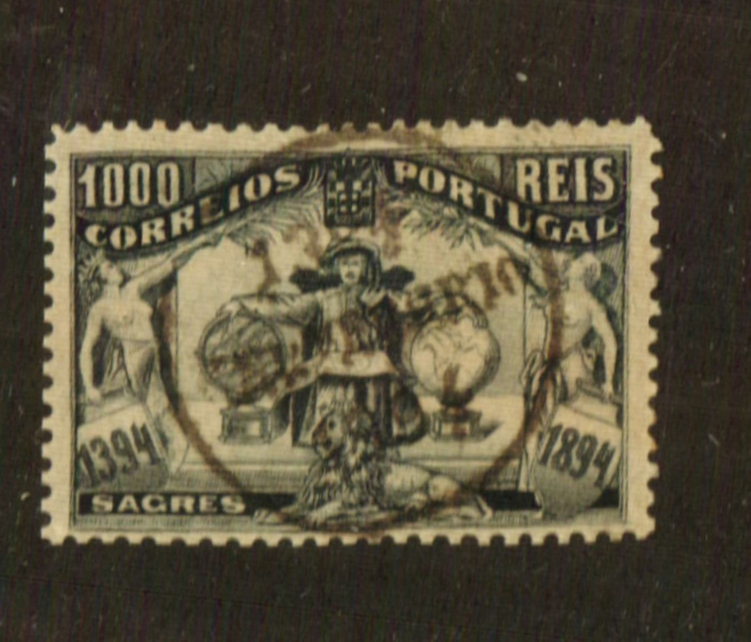 PORTUGAL 1894 500th Anniversary of the Birth of Prince Henry the Navigator 1000r Black on buff. - 71942 - VFU image 0
