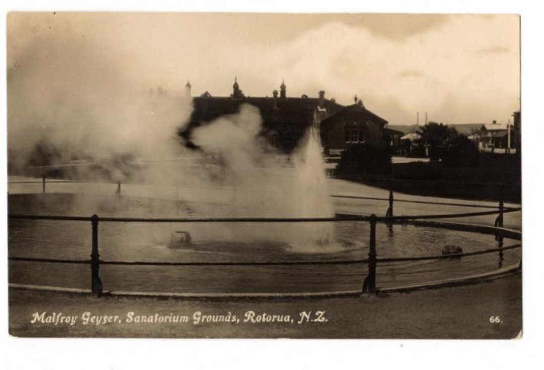 Real Photograph published by Tanner of Malfroy Geyser Sanatorium Grounds Rotorua. - 245957 - Postcard image 0