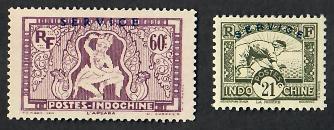 INDO-CHINA 1933 Official. Set of 16. The three top values are fine mint including the $1 Bright Green (cv £55) AND $2 Scarlet (£ image 1