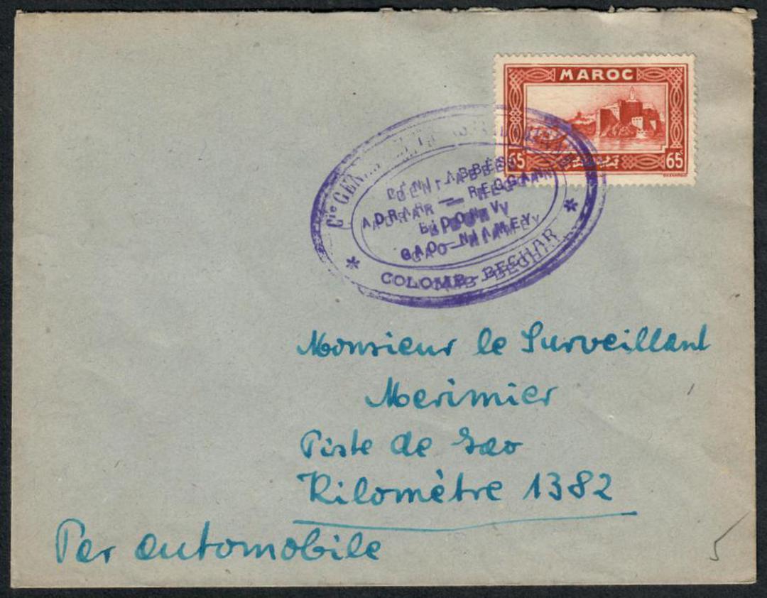 FRENCH MOROCCO 1927 ??? Letter carried by Compagnie Generale Transsaharienne on the Colomb-Bechar route to Niamey in Mali then F image 0