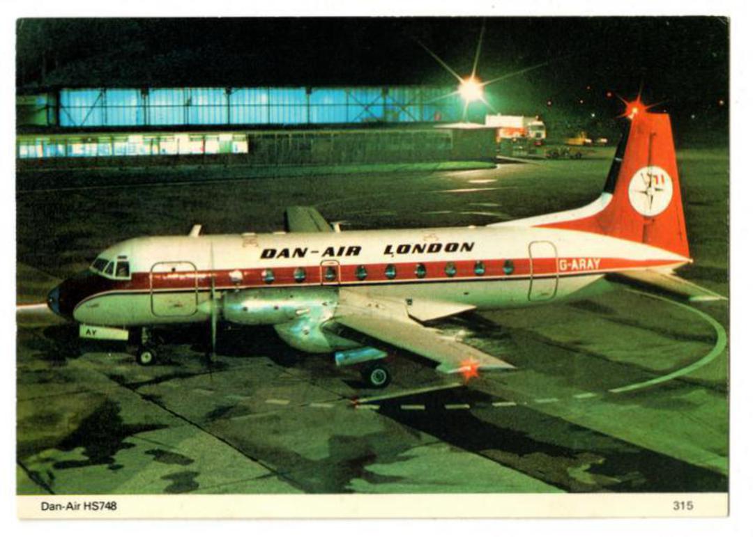 Coloured postcard of  Dan-Air Hawker Siddeley 748 prop-jet. - 40952 - Postcard image 0