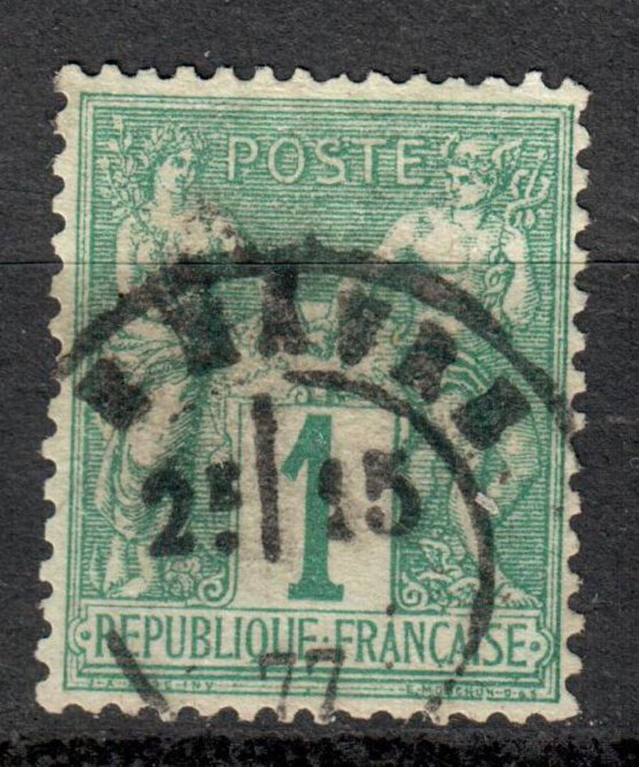 FRANCE 1876 Definitive 1c Green. Type 1. Letter 'N' under the 'B'. From the collection of A L Jenkin. - 76217 - Used image 0