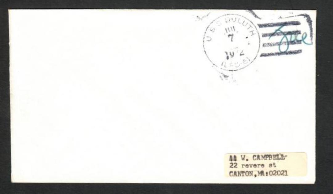 USA 1972 Philatelic Cover from USS Duluth. Freepost. image 0