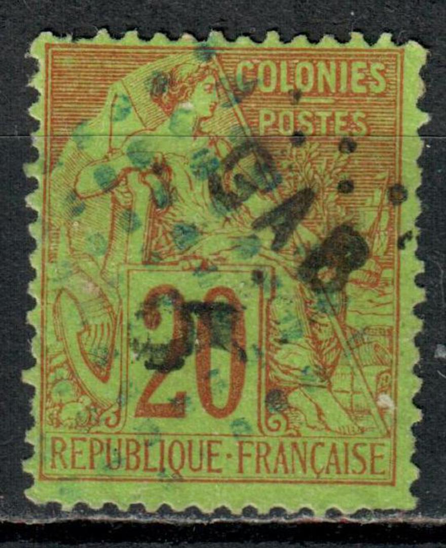 GABON 1886 Definitive 5c on 20c. This copy  is sold "as is" but looks good. No thins but a few blunt perfs. A rare stamp. - 7117 image 0