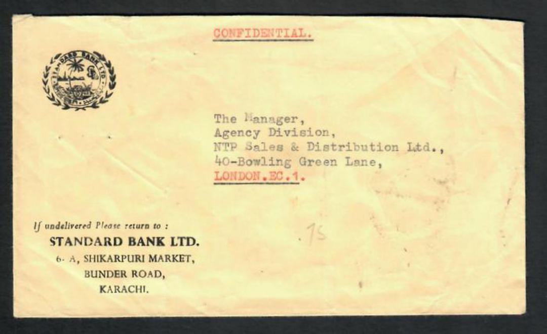 PAKISTAN 1949 Letter from Standard Bank to London. - 31936 - PostalHist image 0