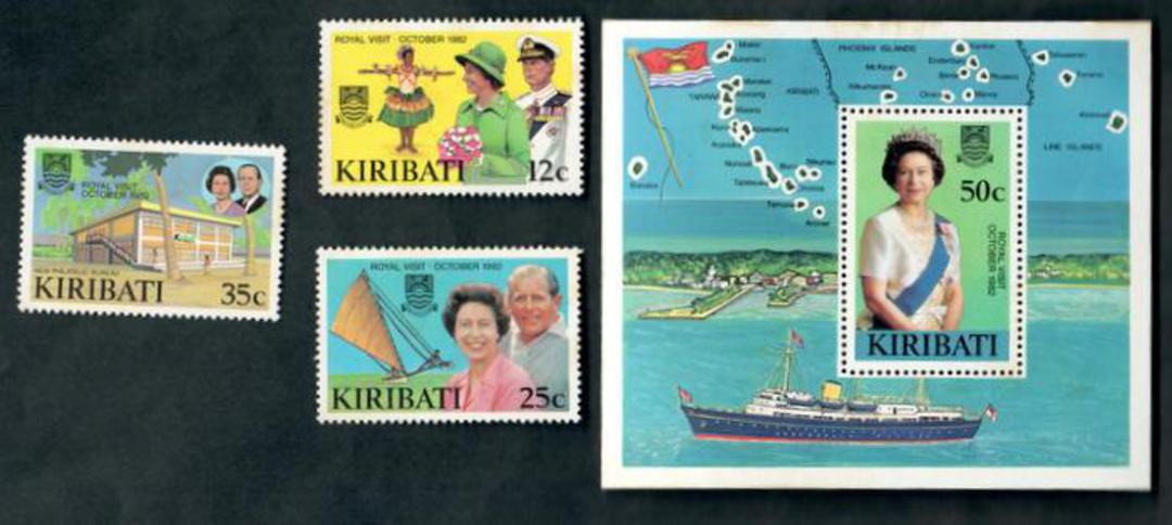 KIRIBATI 1982 Royal Visit. Set of 3 and miniature sheet. - 50427 - UHM image 0