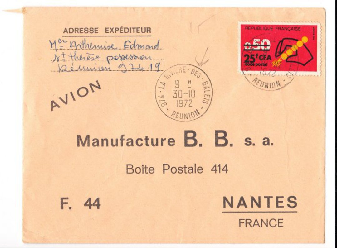 REUNION 1972  Airmail Letter from St Gilles les Bains to Nantes. - 38182 - PostalHist image 0