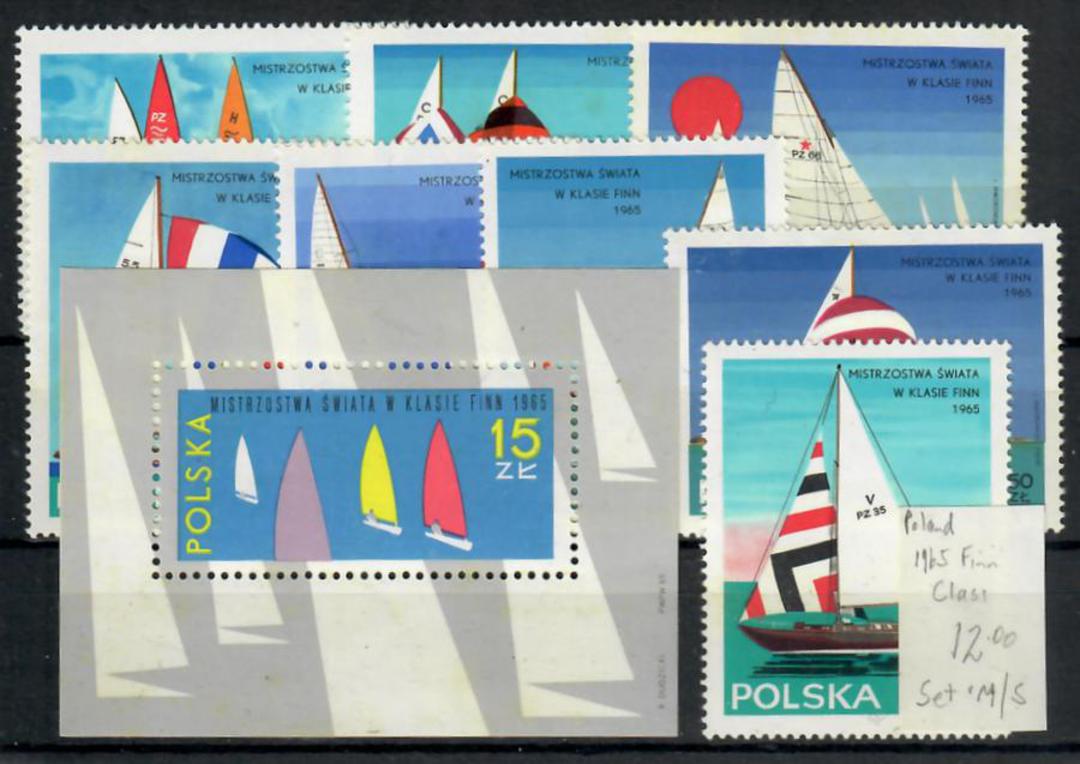 POLAND 1965 World Finn Class Sailing Championships. Set of 8 and miniature sheet. - 23786 - UHM image 0