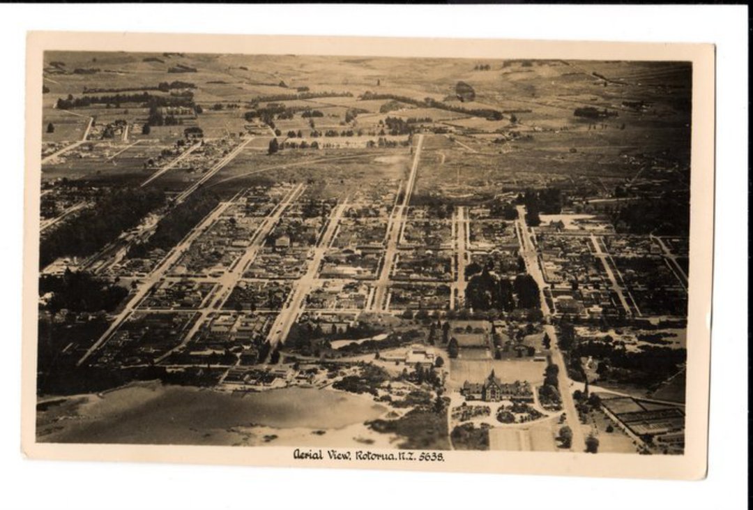 Real Photograph by A B Hurst & Son of an Aerial View of Rotorua. - 46120 - Postcard image 0