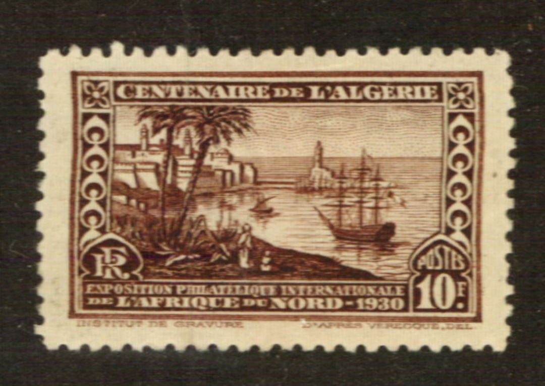 ALGERIA 1930 North African International Stamp Exhibition 10fr + 10fr Purple-Brown. Perf 11. - 76443 - Mint image 0