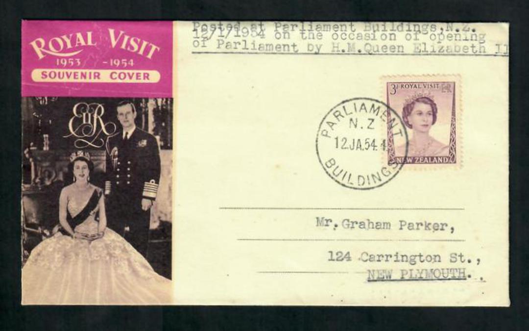 NEW ZEALAND 1954 Cover posted from PARLIAMENT BUILDINGS on 12/1/54 on the occasion of the opening of Parliament by Elizabeth 2nd image 0