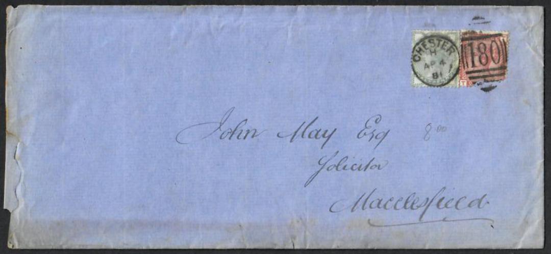 GREAT BRITAIN 1881 Cover from Chester to Macclesfield. Nice postmark and backstamp. - 100609 - PostalHist image 0