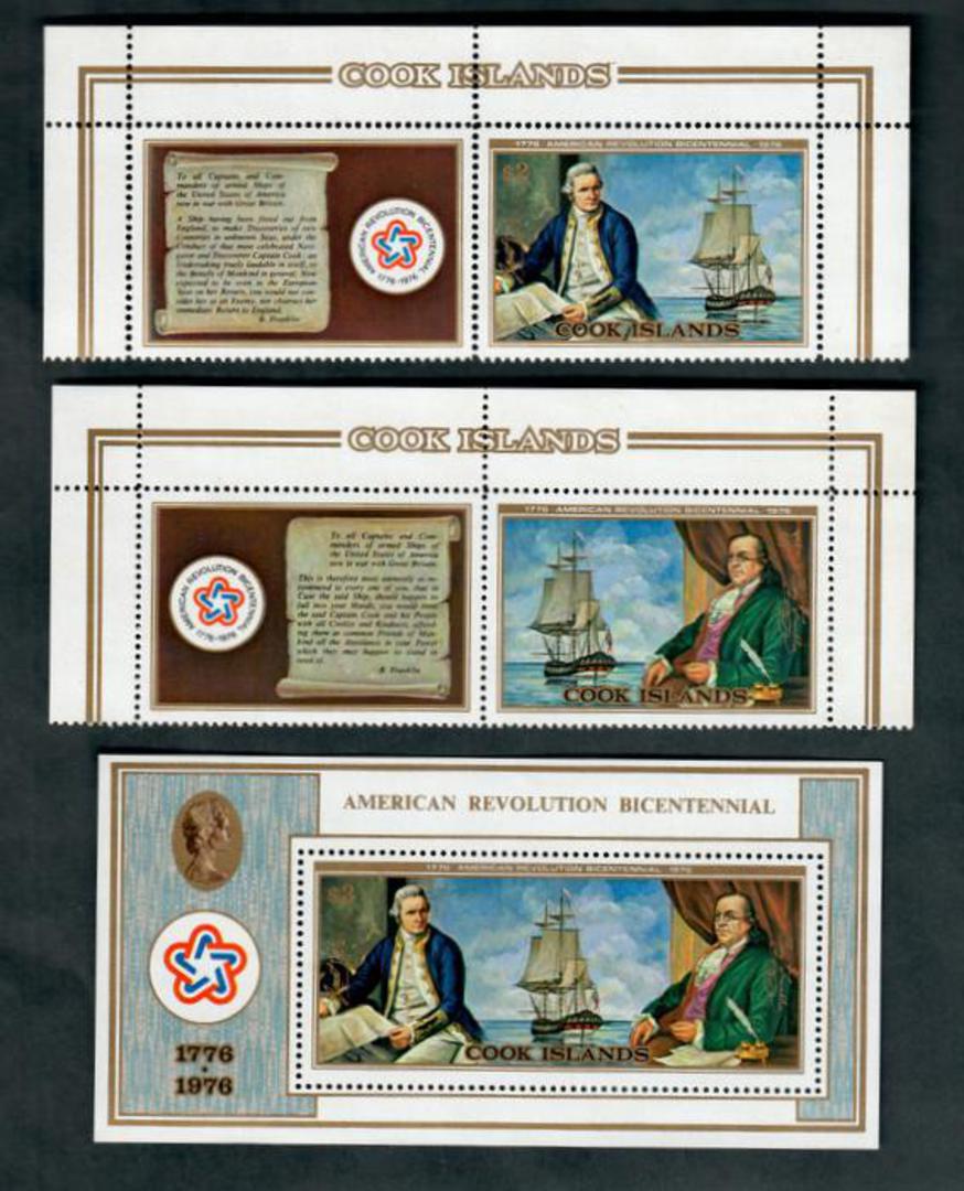 COOK ISLANDS 1976 Bicentenary of the American Revolution. Set of 2 and miniature sheet. Scott 445-447 $US 31.00 - 50321 - UHM image 0