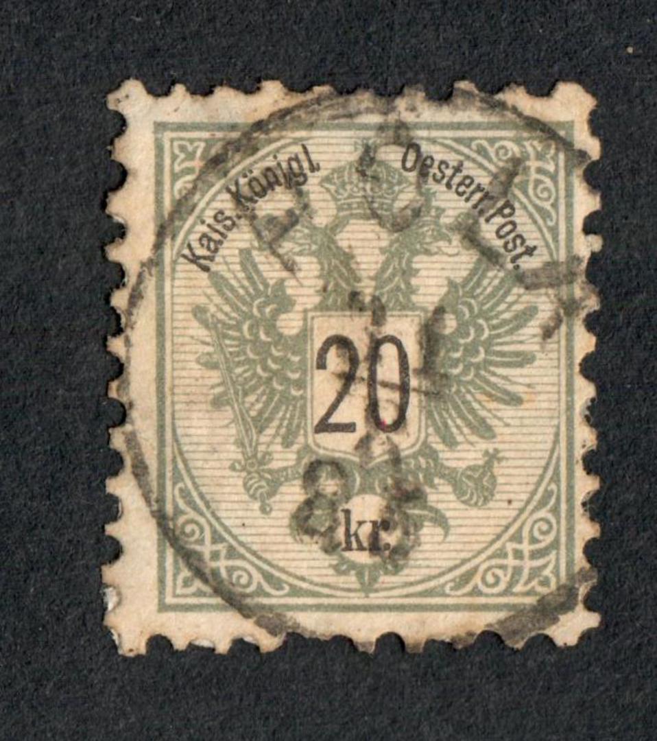 AUSTRIA 1883 Definitive 20k Greenish Grey. Perf 9. - 75551 - Used image 0