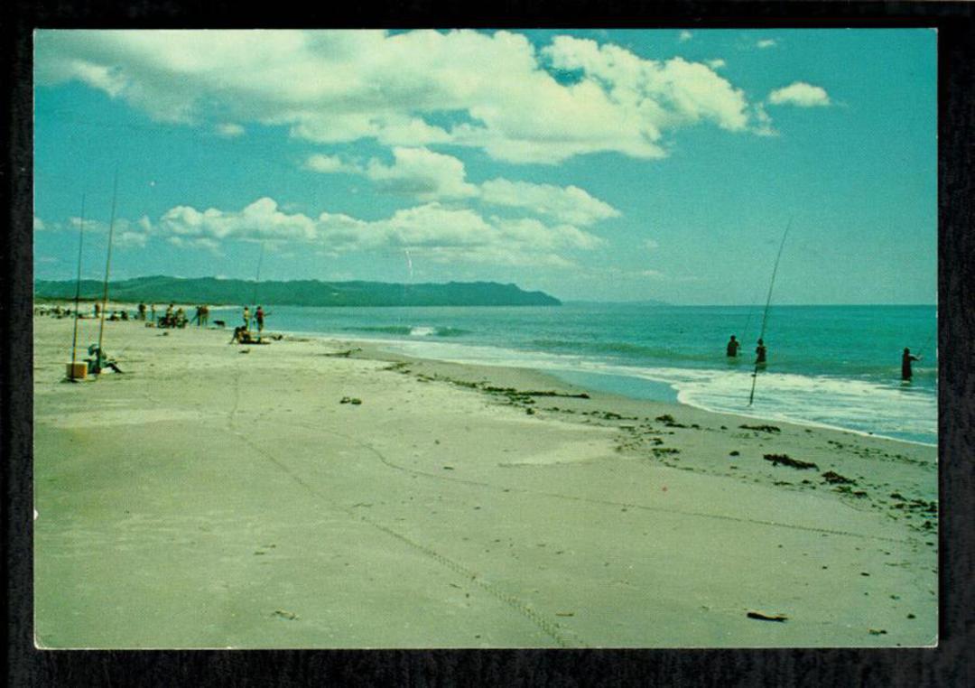 Modern Coloured Postcard by Logan. Fishing at Bowentown Waihi Beach. - 446525 - Postcard image 0