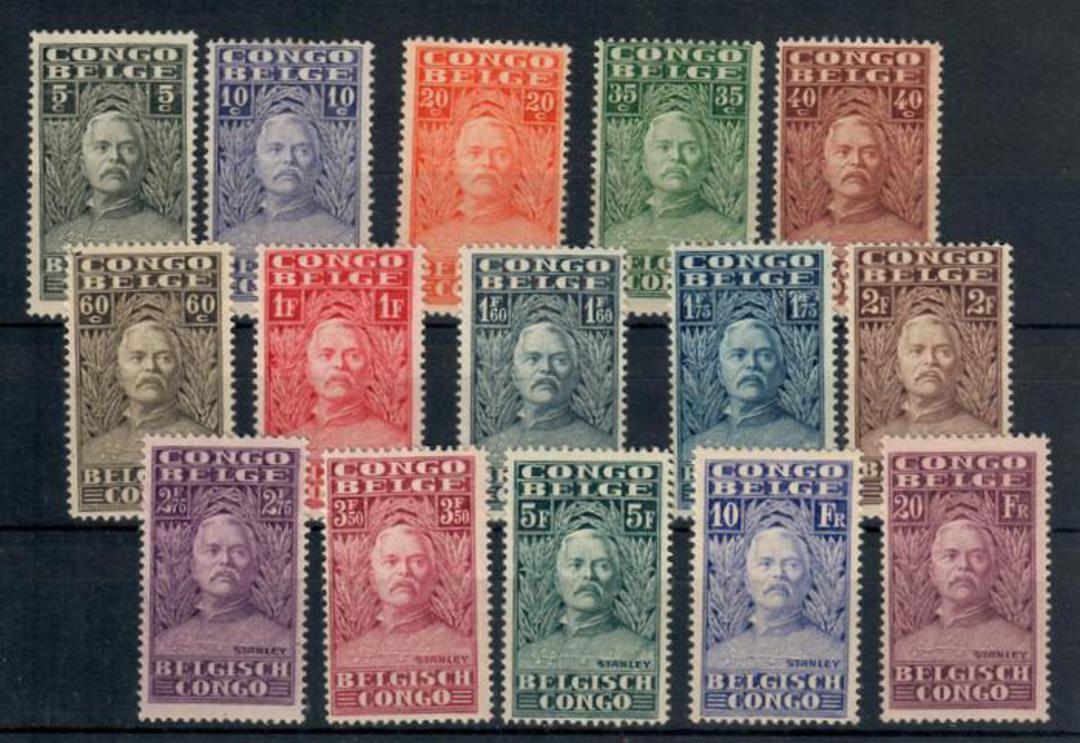 BELGIAN CONGO 1928 50th Anniversary of the Exploration of the Congo by Stanley. Set of 15. Mainly UHM. - 21298 - Mixed image 0