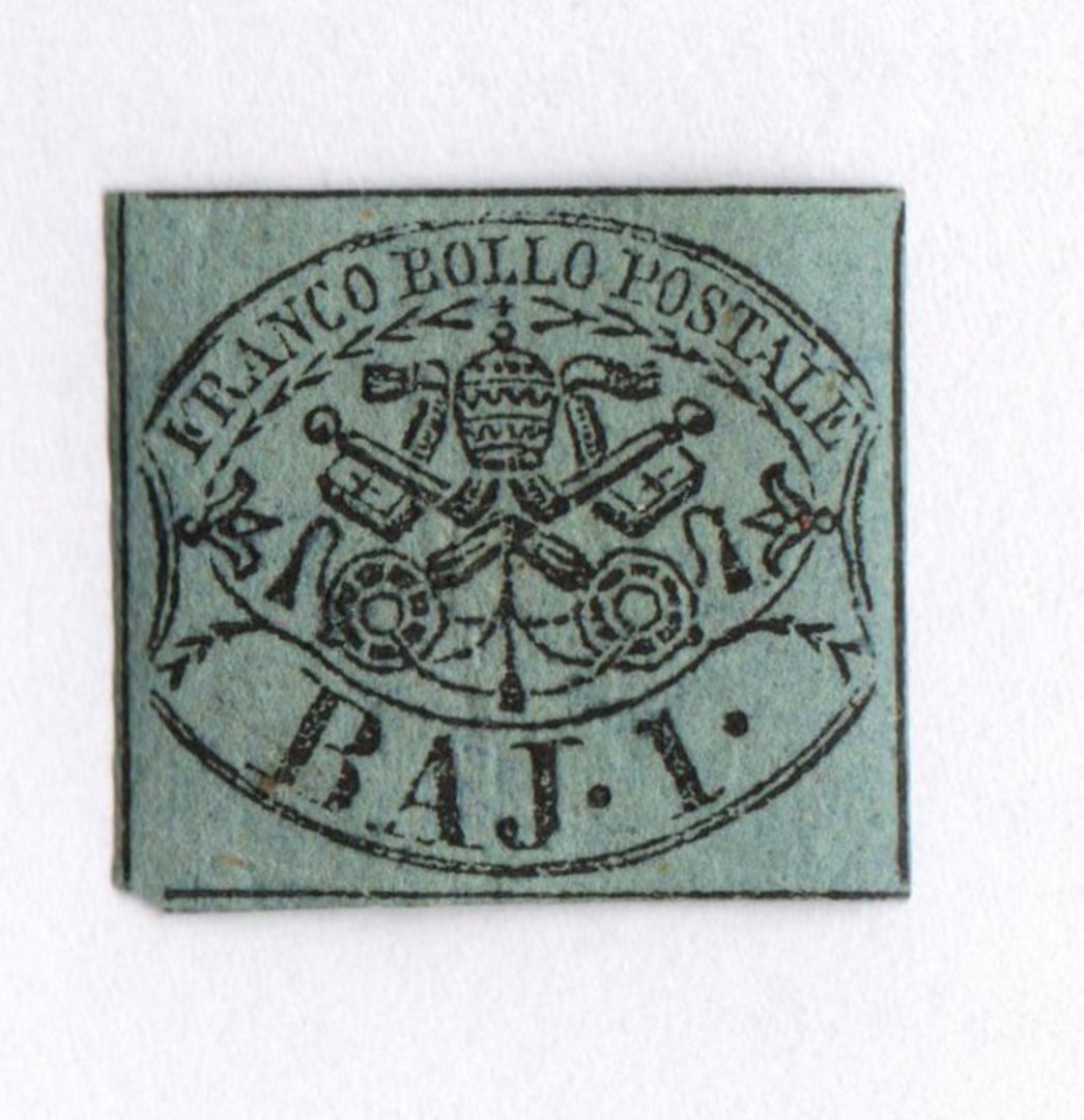 PAPAL STATES 1852 Definitive 1b Black on greyish green. - 73315 - Mint image 0