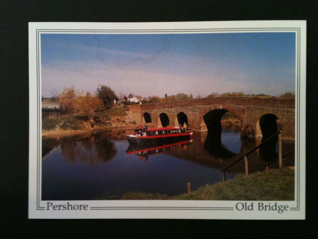 Modern Coloured Postcard of the Old Bridge over the Avon at Pershore. 14th century. - 440052 - Postcard image 0