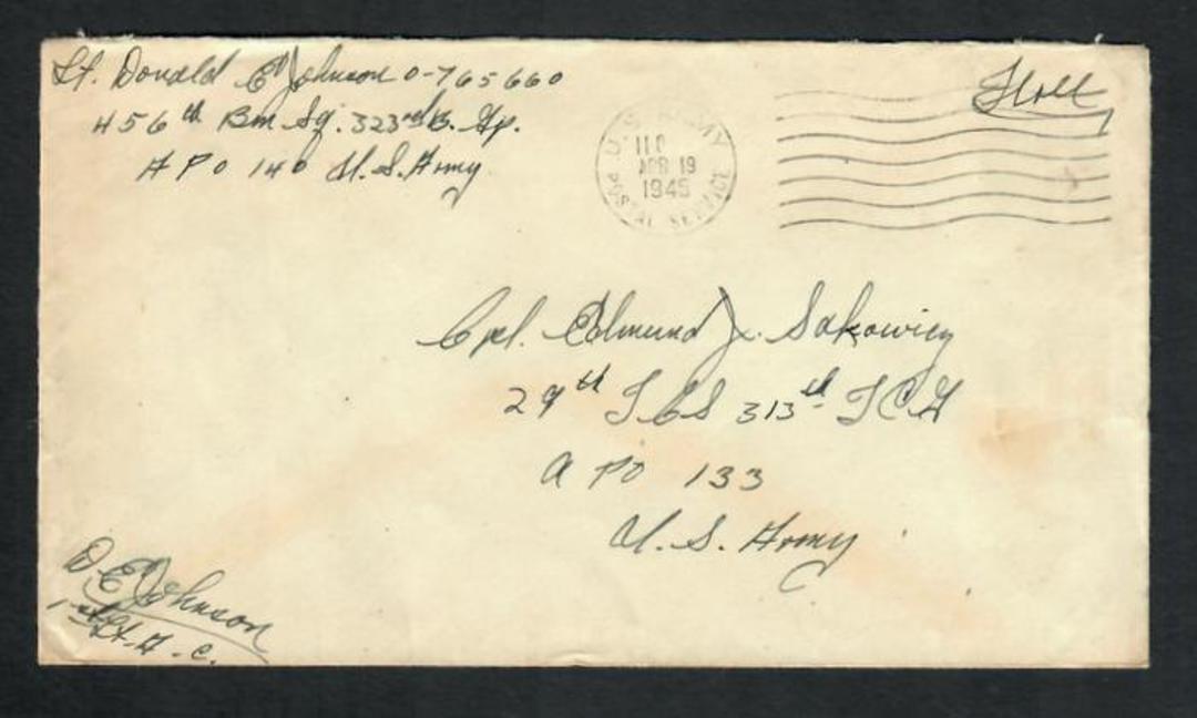 USA 1945 Letter from army serviceman. Free. Postmark US Army slogan cancel. Censored by officer. image 0