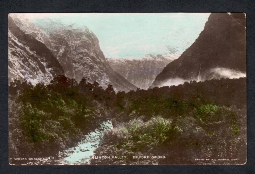Postcard of the Clinton Valley Milford Sound. Tinted sky. - 49827 - Postcard image 0
