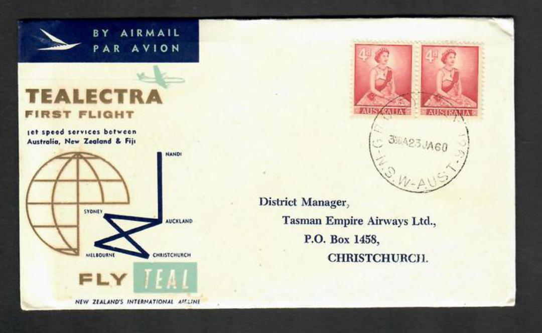 AUSTRALIA 1960 Tealectra First Flight Jet Speed Services between Australia New Zealand and Fiji. Sydney to Christchurch. - 30876 image 0