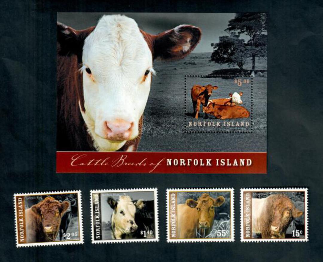 NORFOLK ISLAND 2008 Cattle Breeds. Set of 4 and miniature sheet. - 52199 - UHM image 0